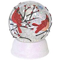 Roman 6" Battery Operated Painted Cardinal LED Glitter Dome