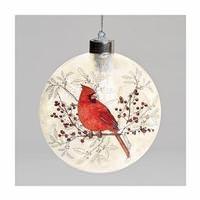 Roman 5.6" Cardinal Glass Flat Battery Operated Ornament