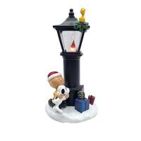 Roman 8.25" Charlie Brown Snoopy and Woodstock by Lamp Post Flicker Night Light