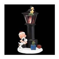 View 8.25" Charlie Brown Snoopy and Woodstock by Lamp Post Flicker Night Light