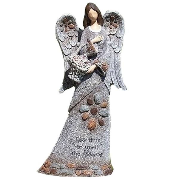 14" Gray Stone Angel Roman Figurine