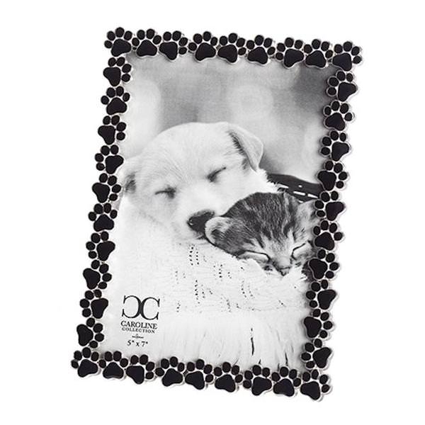 5.5" x 7.75" Black Paw Print Roman Photo Frame