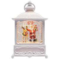 Roman 8.75" Santa with Deer LED Swirl Lantern