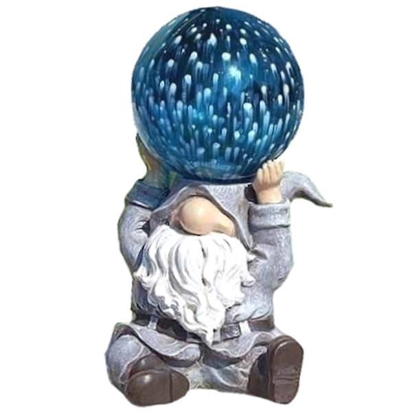 10" Gnome Blue LED Solar Roman Figurine