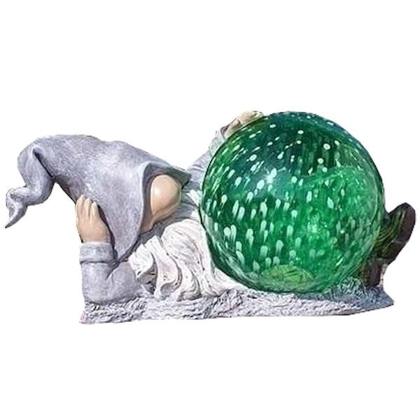 5.5" Gnome Green LED Solar Roman Figurine