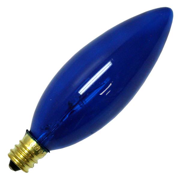 25 watt 120 volt B9.5 Candelabra Screw Base Blue
