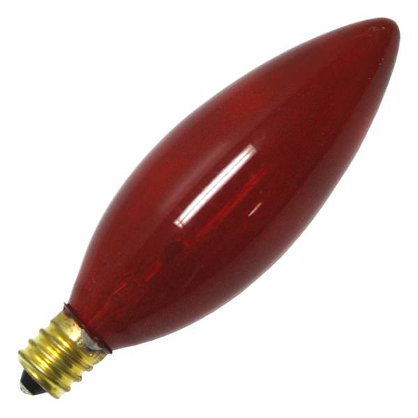 25 watt 120 volt B9.5 Candelabra Screw Base Red