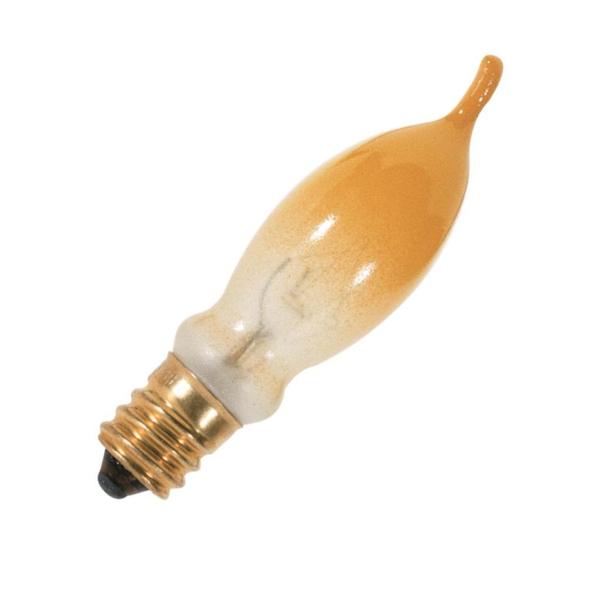 7.5 watt 120 volt CA5 Candelabra Screw Yellow Incandescent Light Bulb