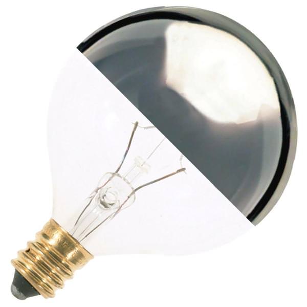 40 watt 120 volt G16.5 Candelabra Screw Base 2700K Warm White Clear / Silver Dimmable
