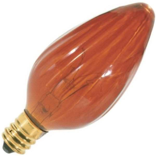 25 watt 120 volt F10 Candelabra Screw Base Amber Dimmable