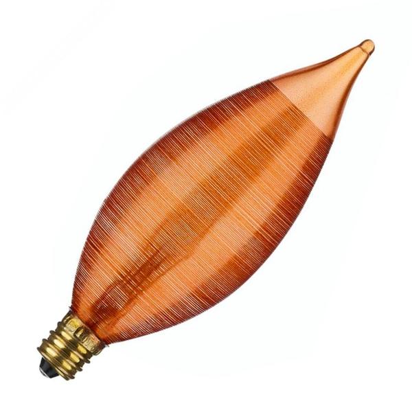 25 watt 120 volt C11 Candelabra Screw Base Amber Spun