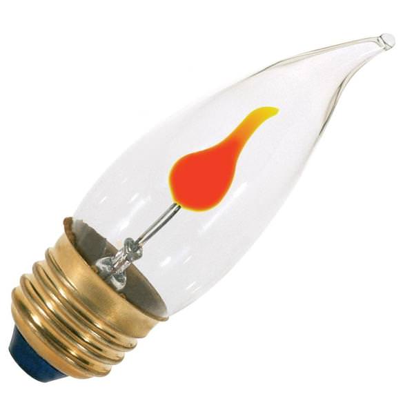 3 watt 120 volt CA10 Medium Screw Base 2700K Warm White Dimmable Flicker Flame