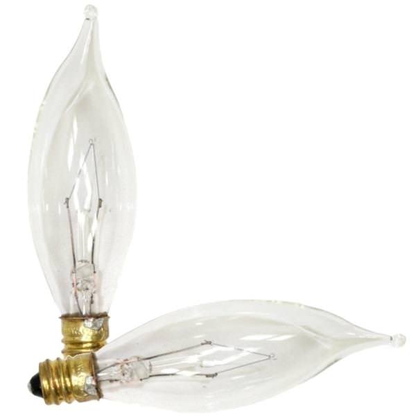 60 watt 120 volt CA10 Candelabra Screw Base Crystal Clear (2 pack)