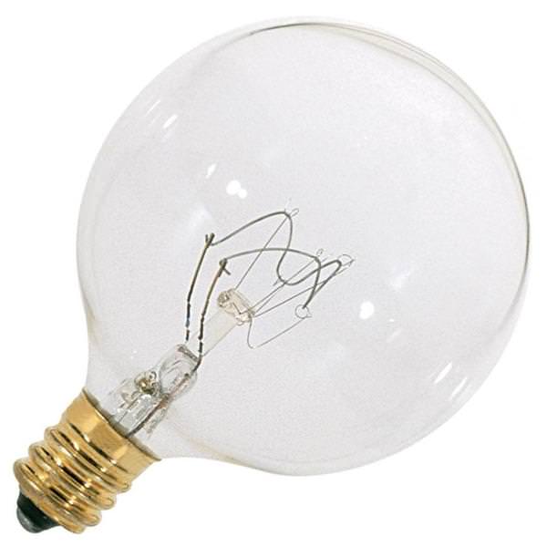 25 watt 120 volt G16.5 Globe Candelabra Screw Base 2700K Warm White Clear Incandescent Light Bulb