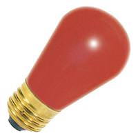 View Satco 11 watt 130 volt S14 Medium Screw Base Red