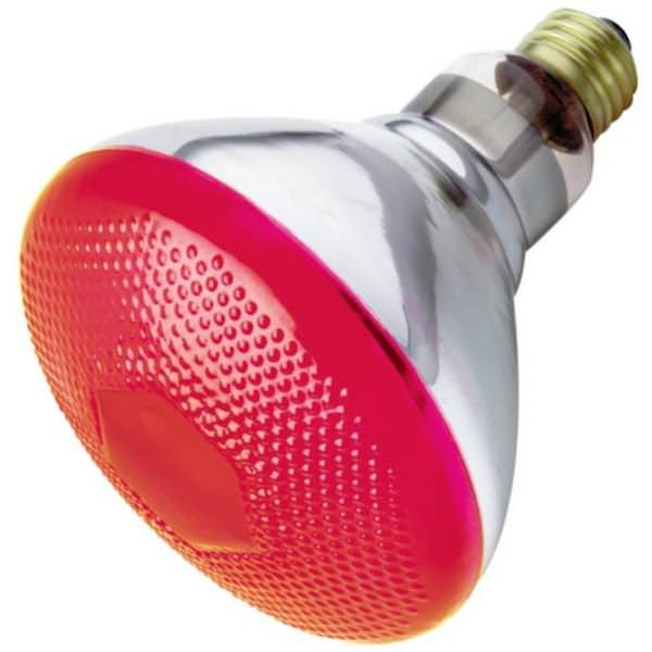 100 watt 120 volt BR38 Medium Screw Base Red Flood