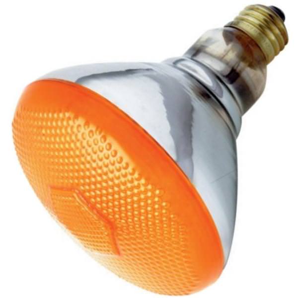100 watt 120 volt BR38 Medium Screw Base Amber Flood