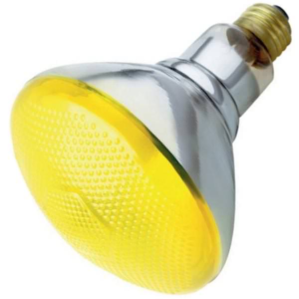 100 watt 230 volt BR38 European Medium Screw Base Yellow Flood