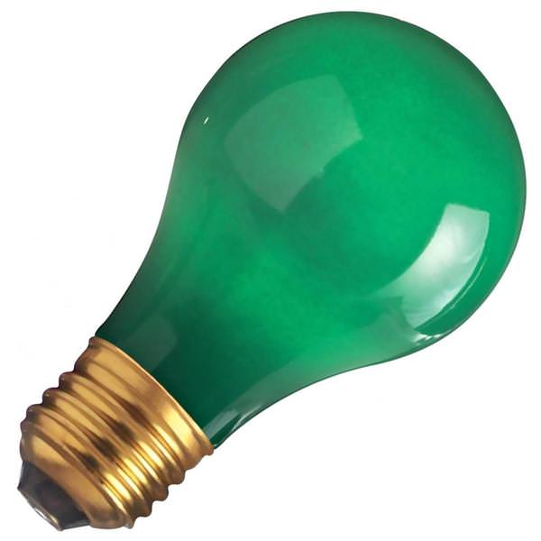 25 watt 130 volt A19 Medium Screw Base Green