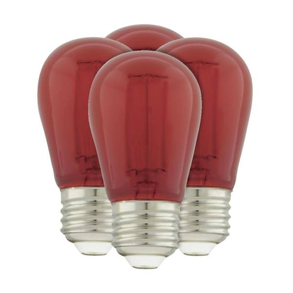 1 watt 120 volt S14 Medium Screw Base Transparent Red LED (4 Pack)