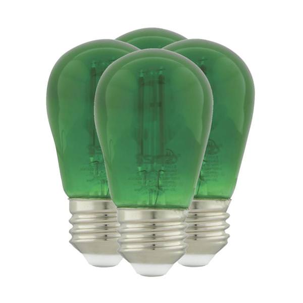 1 watt 120 volt S14 Medium Screw Base Transparent Green LED (4 Pack)