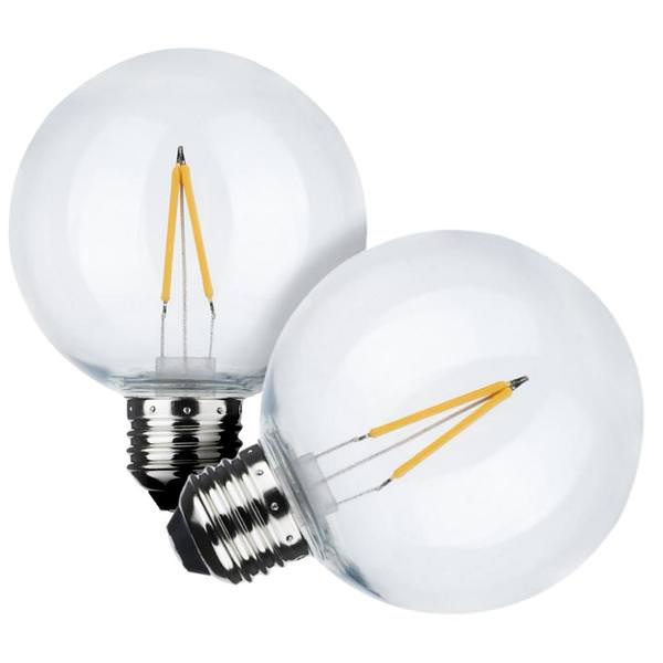 2 watt 120 volt G25 Medium Screw Base 2200K Warm White Clear Non-Dimmable LED (2 Pack)