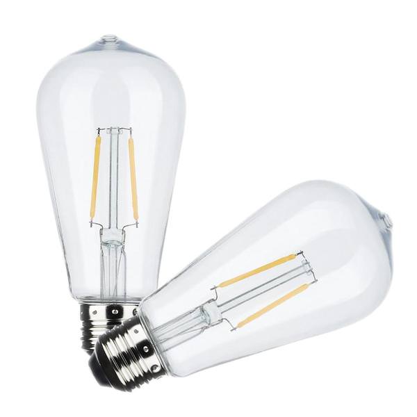 2 watt 120 volt ST19 Medium Screw Base 2200K Warm White LED Light Bulb (2 Pack)