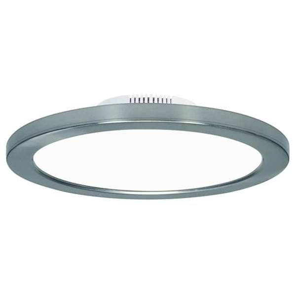 7" 12 watt 120/277 volt 3000K Polished Nickel Dimmable LED Flush Mount