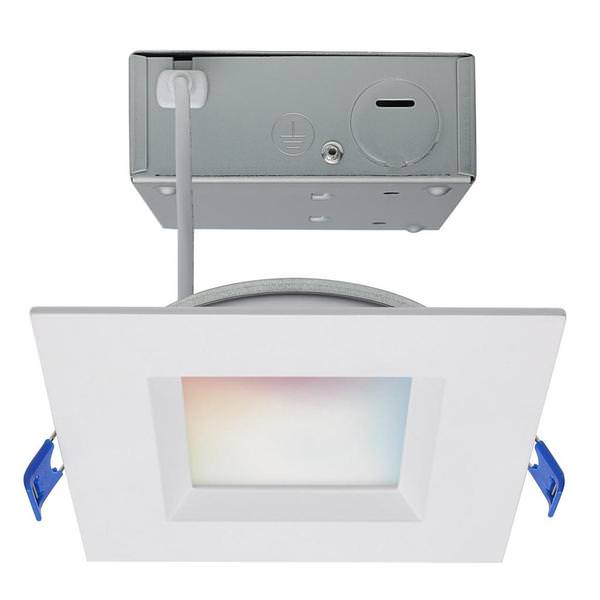 4" 9 watt 120 volt White RGB and CCT Selectable Square Dimmable LED Recessed Downlight
