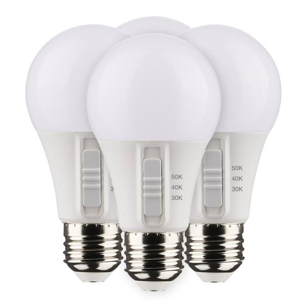 6 watt 120 volt A19 Medium Screw Base CCT Selectable Non-Dimmable LED (4 Pack)