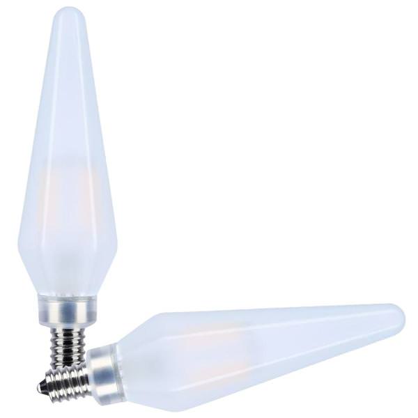 2 watt 120 volt HX11 Candelabra Screw Base 2700K Warm White Prismatic Frosted Dimmable LED (2 Pack)
