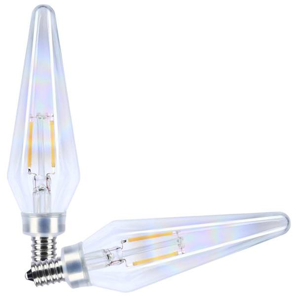 2 watt 120 volt HX11 Candelabra Screw Base 2700K Warm White Prismatic Aurora Dimmable LED (2 Pack)