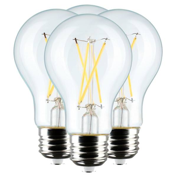 8 watt 120 volt A19 Medium Screw Base 2700K Warm White Dimmable LED (4 Pack)