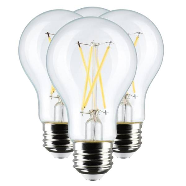 8 watt 120 volt A19 Medium Screw Base 3000K Natural White Dimmable LED (4 Pack)
