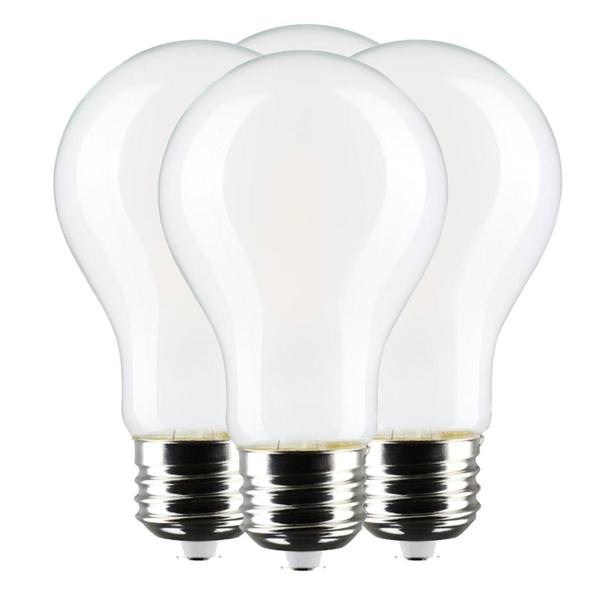 8 watt 120 volt A19 Medium Screw Base 3000K Natural White Dimmable LED (4 Pack)