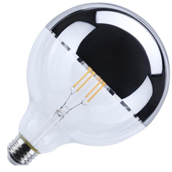 8 watt 120 volt G40 Medium Screw Base 2700K Warm White Silver Coated Top LED
