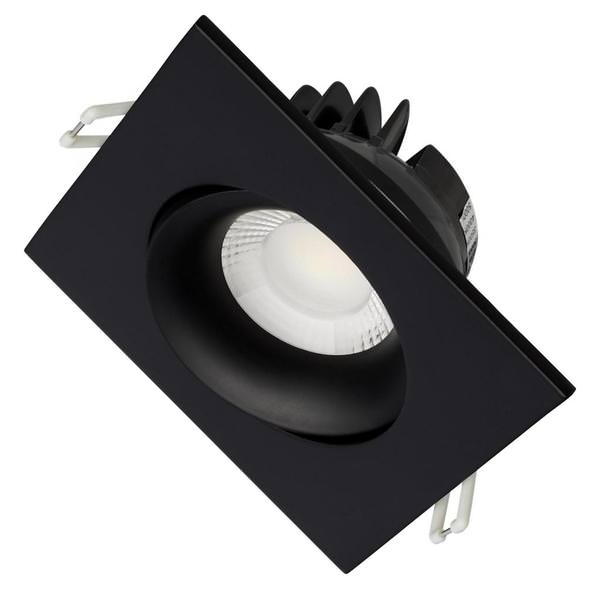 3.5" 12 watt 120 volt CCT Selectable Black Finish Gimbaled Square Dimmable LED Recessed Downlight