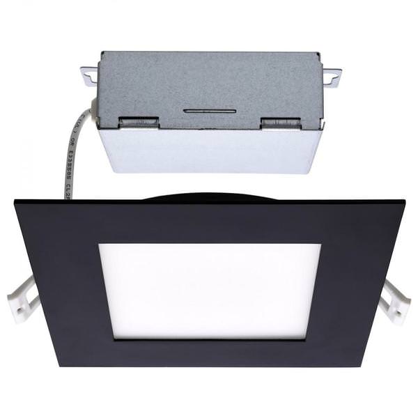 6" 12 watt 120 volt CCT Selectable Black Square Dimmable LED Architectural Recessed Downlight