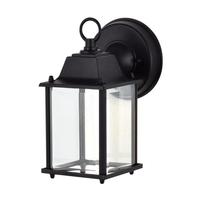 Satco 8 watt 120 volt Black Clear Glass Shade Wall Lantern