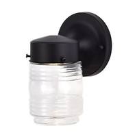 Satco 8 watt 120 volt Black Clear Glass Shade Wall Lantern