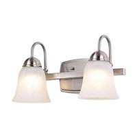 Satco 2 Light 15 watt 3000K Brushed Nickel Satin White Glass Shades Vanity Light