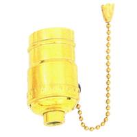 Satco Standard Socket With Pull Chain Brite Gilt Finish