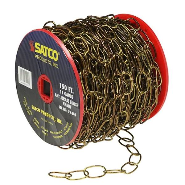 150' Antique Brass Fixture Chain Reel