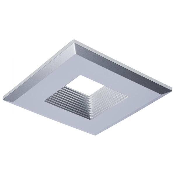 4" Square Brushed Nickel Deep Baffle Trim for Recessed Downlight