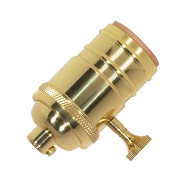 1/8 IPS Cap Polished Brass 3 Way 2 Circuit Turn Knob Socket