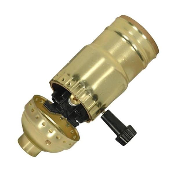 1/8 IPS Cap Brite Gilt 3 Way 2 Circuit Strain Relief Turn Knob Socket