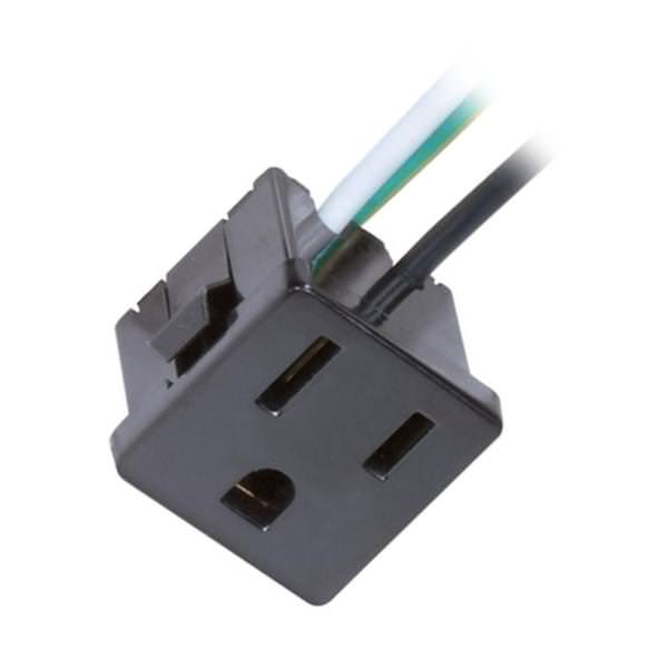 Black 3 Wire 2 Pole Snap-In Convenience Outlet