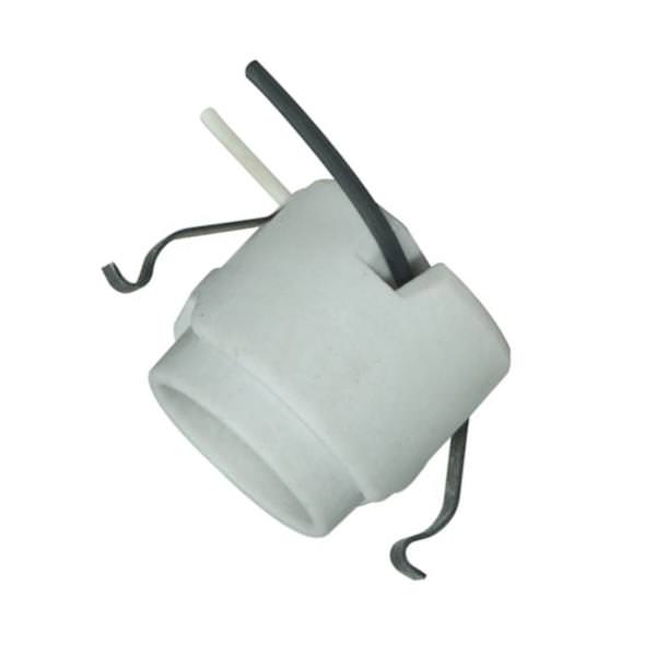 Porcelain Keyless Medium (E26) Screw Socket with Rim and Double Snap In Clip