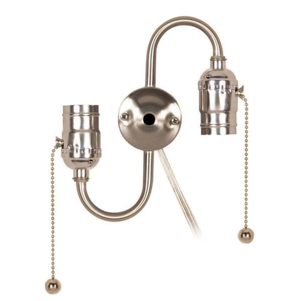 1/8 IP Top and Bottom Satin Nickel Twin Pull Chain Socket