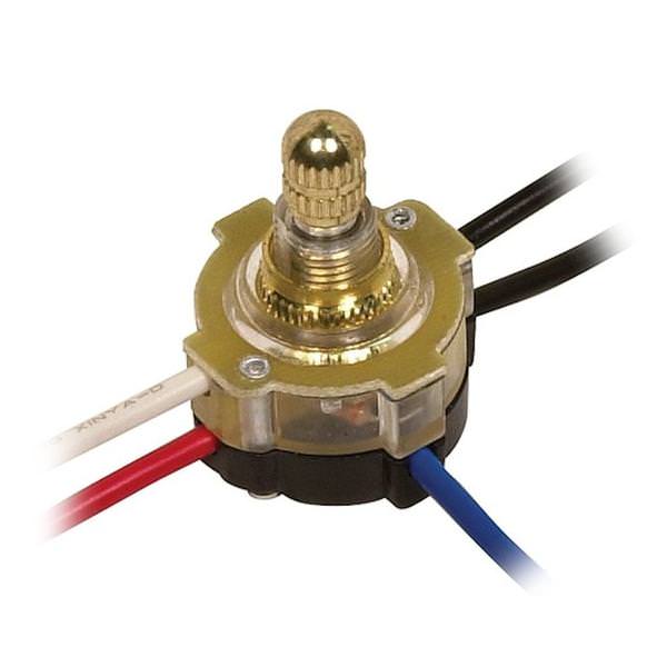 2 Circuit 4 Position 3 Way Lighted Rotary Switch with Plastic Bushing